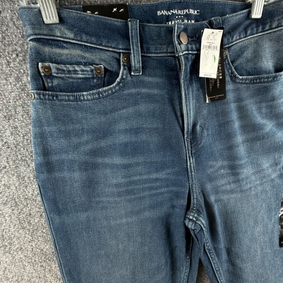 NWT Banana Republic Traveler Jeans Blue 30x30 Slim Fit Denim Soft Stretch Adult - Picture 2 of 16